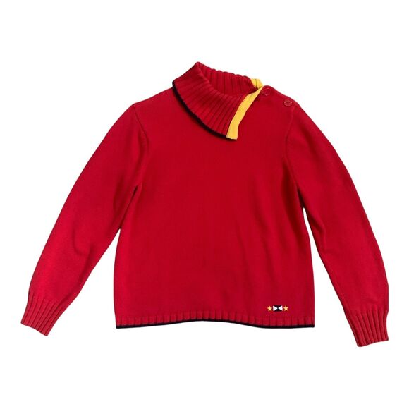 Norton MCnaughton Sweater Size MED Red 100% Cotton Knit Preppy Coastal Patriotic - Picture 1 of 16